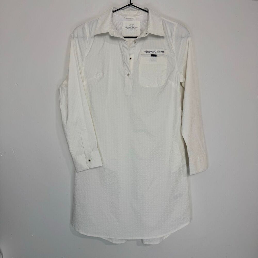 Vineyard Vines Girls White Harbor Seersucker Dress Swim Cover Up L